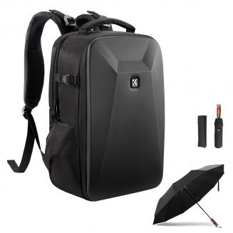 Camera Backpack Hardshell DSLR with Windproof Umbrella, Photography Camera Bag with 15-15.6 Inch Laptop Compartment Waterproof Camera Case Compatible for Canon/Nikon/Sony/DJI Mavic Drone - Backpack 22L Nature Wander 10 (Black)