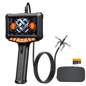 Borescope tarkastuskamera valolla, 2-suuntainen artikulointi, 5 tuuman IPS-näyttö, 32G-kortti mukana, 1,5 m / 5 jalkaa puolijäykkä kaapeli, KentFaith
