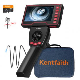 3,9mm 4-Way Articulating Borescope med Lys, 5 i IPS-skjermen, 8X Zoom, 32G TF-kort, forsiktig sak, for automotiv & flymaskin, 2 m kabel, #
