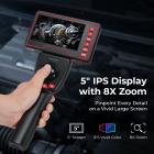 3,9mm 4-Way Articulating Borescope med Lys, 5 i IPS-skjermen, 8X Zoom, 32G TF-kort, forsiktig sak, for automotiv & flymaskin, 2 m kabel, #
