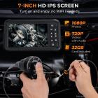 4mm Industrial Borescope with 4 Way Articulation, HDMI Output, Dual Lenses, 7-inch Screen, 10000mAh Battery, IP67 Waterproof, for Aerospace, Automotive, Kentfaith