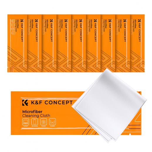 K&F Concept 10 Pack Microfiber Cleaning Cloths Lens Cleaning Cloth for Cleaning Camera Lenses, Glasses, Screens, Cameras, Cell Phone, Eyeglasses, LCD TV Screens, Tablets 