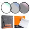 72mm 3pcs Slim Lens Filter Kit (MCUV + CPL + ND4) + Lens Cleaning Cloth + Filter Pouch