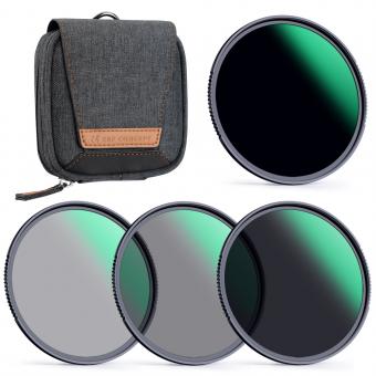 62mm Lens Filter Kit Neutral Density ND4 ND8 ND64 ND1000 Filter Set with 28 Layers Multi-Coated HD Optical Glass and 4-Filter Pouch