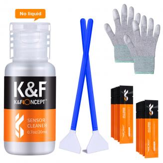 K&F Concept Kit de Limpieza Cámara,18 EN 1 Cleaning Kit con 16PCS Bastones  Sensor Full Frame 24mm(Envasados al Vacío)+Líquido