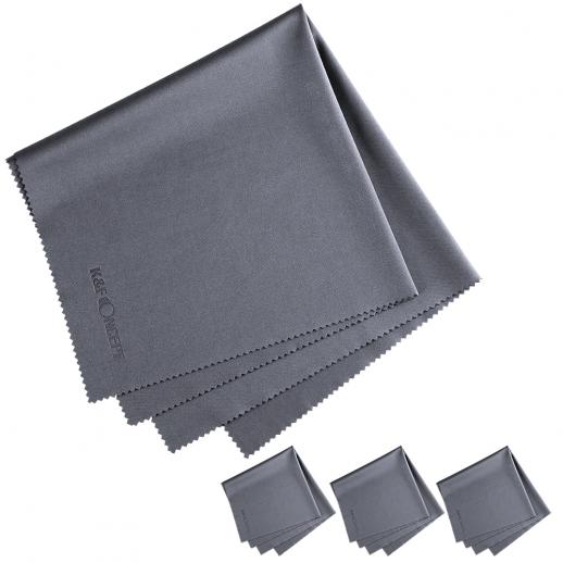 K&F CONCEPT Pano de limpeza conjunto agulha um pano de limpeza seco e livre de poeira para eletrônicos, cinza escuro, 4 peças, 40,6 * 40,6 cm, embalagem de saco de opp
