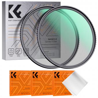 Kit de filtros Black Mist 1/4 e 1/8 de 67 mm Conjunto de filtros de efeito cinematográfico de difusão preta com revestimento multicamada para lente de câmera Nano Série K