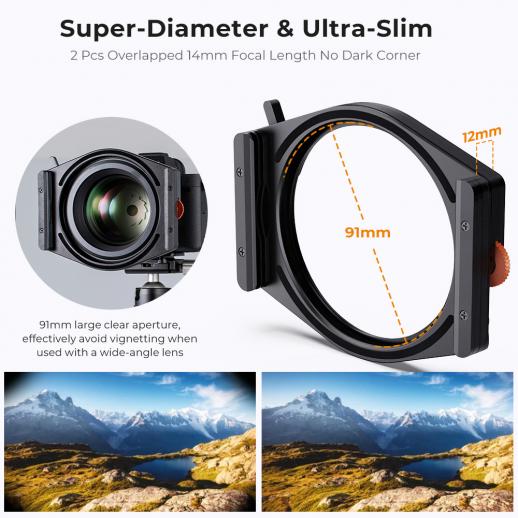 Square Filter Holder System X Pro Kit (Filter Holder + 95mm Circular  Polarizer + 67/72/77/82mm Filter Adapter Rings) for Camera Lens