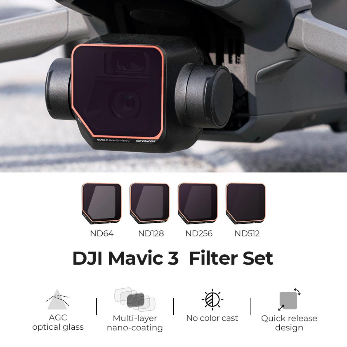 DJI Mavic 3 / Mavic 3Cine用ND64 + ND128 + ND256 + ND512