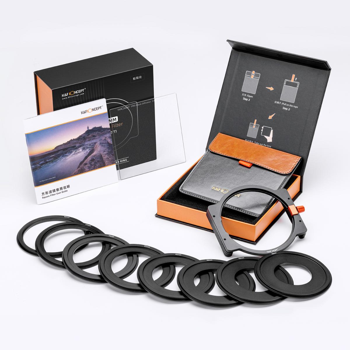 100x100mm Square Black Diffusion Filter Kit Black Diffusion 1/4 Filter + Filter Holder KENTFAITH