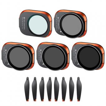 DJI Drone Filter Mini 3 Pro HD Filter 5pcs Set (UV+ND8 / PL+ND16 / PL+ND32 / PL+ND64 / PL) with 28 Layer Anti-reflection Green Coating, Waterproof and Scratchproof