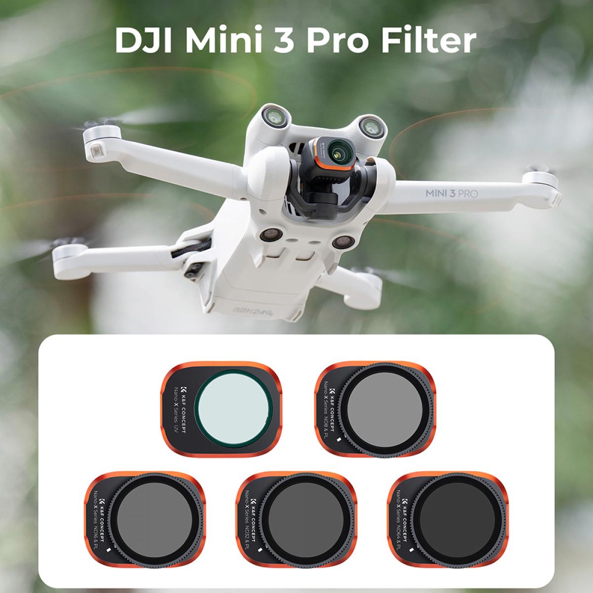 DJI Drone Filter Mini 3 Pro HD フィルター 5点セット (UV+ND8/PL+ND16/PL+ND32/PL+ND64/PL) 28層反射防止グリーンコーティング 防水・傷防止