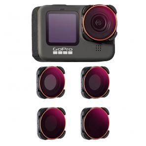 GOPRO Hero 9/10/11/12/13 Action Camera Filter Set ND8&PL + ND16&PL + ND32&PL + ND64&PL 4 Pack 2-in-1 Filter Kit Protector with Anti-reflection Green Film Action Camera Accessories