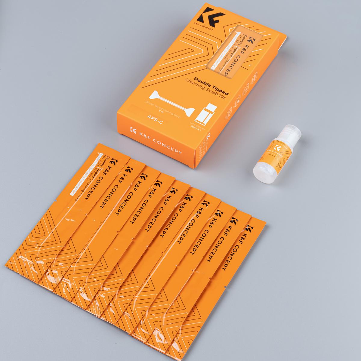 10 peças de vareta de limpeza de cabeça dupla + 20 ml de solução de limpeza, conjunto de varetas de pano de limpeza com moldura CMOS APS-C 16 mm