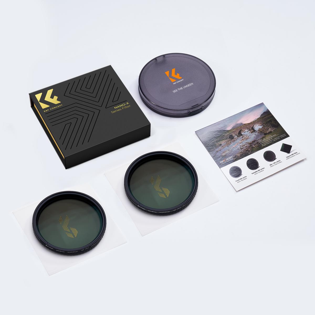 Variable ND Filter Kit 2pcs ND232 + ND32512 NANOX Series KENTFAITH
