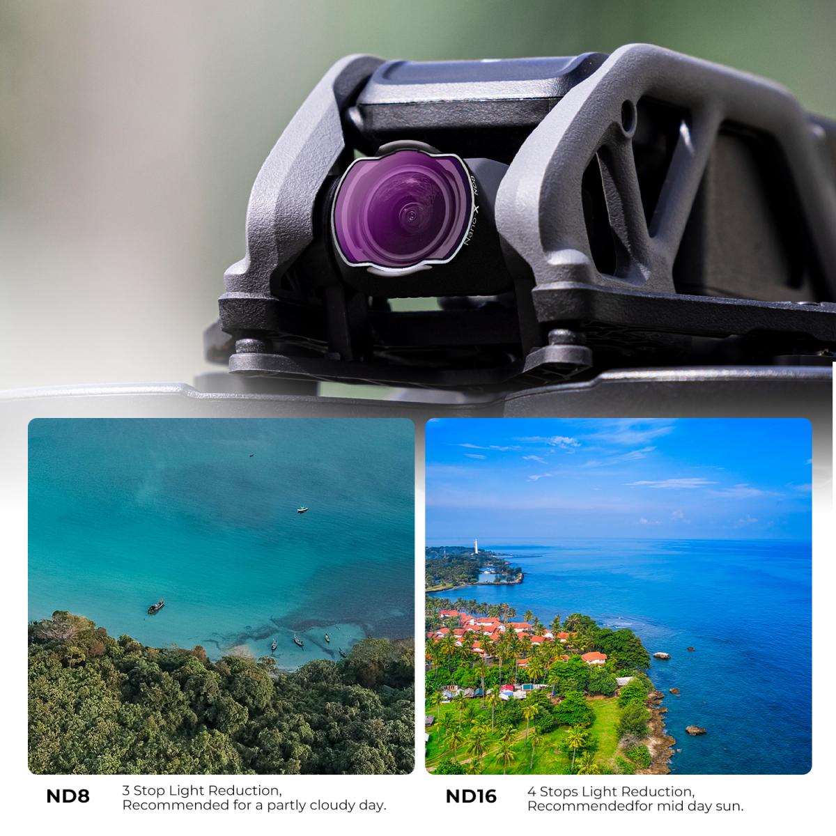 DJI Avata Drone Filter Set 3pcs (CPL+ND8+ND16) com película verde antirreflexo à prova d'água antirrisco de um lado