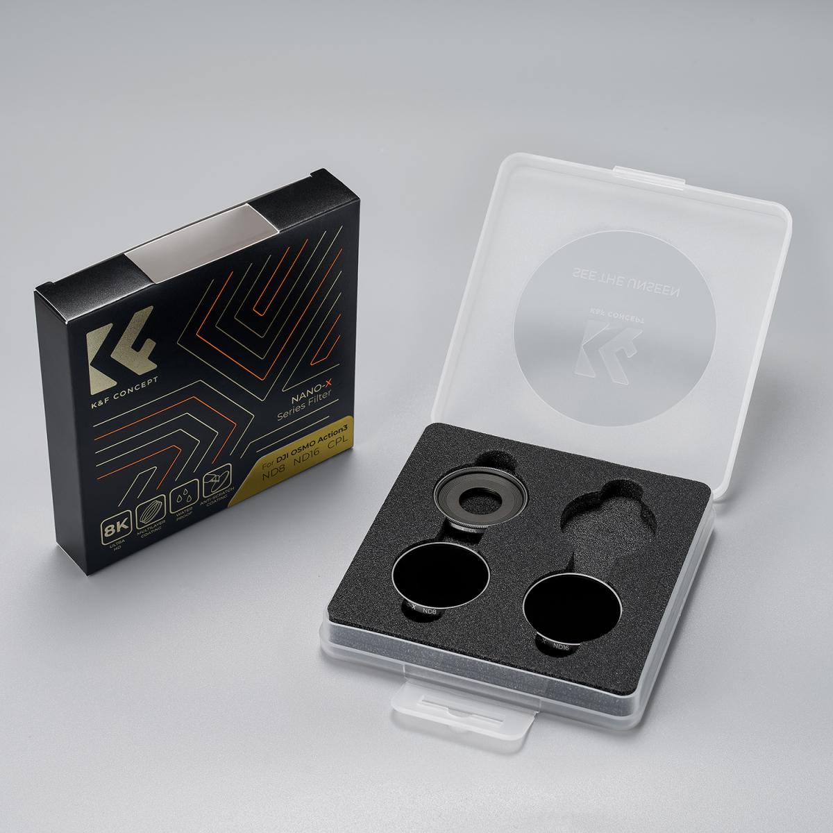 DJI Osmo Action 3 Filter Kit 3pcs HD (CPL+ND8+ND16) with Single-sided Anti-reflection Green Film