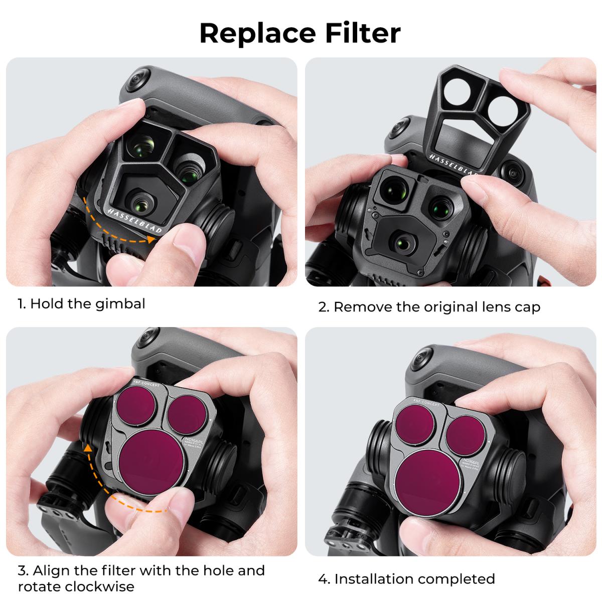 Filtro Drone DJI Mavic 3 Pro Filtro ND&PL 2 em 1 Kit 4pcs (ND8&PL+ND16&PL+ND32&PL+ND64&PL) Vidro óptico HD multirrevestido com revestimento verde antirreflexo