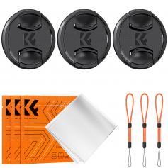 52mm Snap-On Center Pinch Lens Cap 9 in 1 with Anti-Loss Keeper Leash Compatible with Nikon, Canon, Sony, Fujifilm Camera Lenses