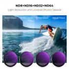 K&F Concept Push-in Fit ND Filter Kit Compatible with DJI Osmo Action 5 Pro, ND8 ND16 ND32 ND64 4 Pack Light Reduction Exposure Control Optical Glass Filters for Osmo Action 3/Action 4, Multi-Coated
