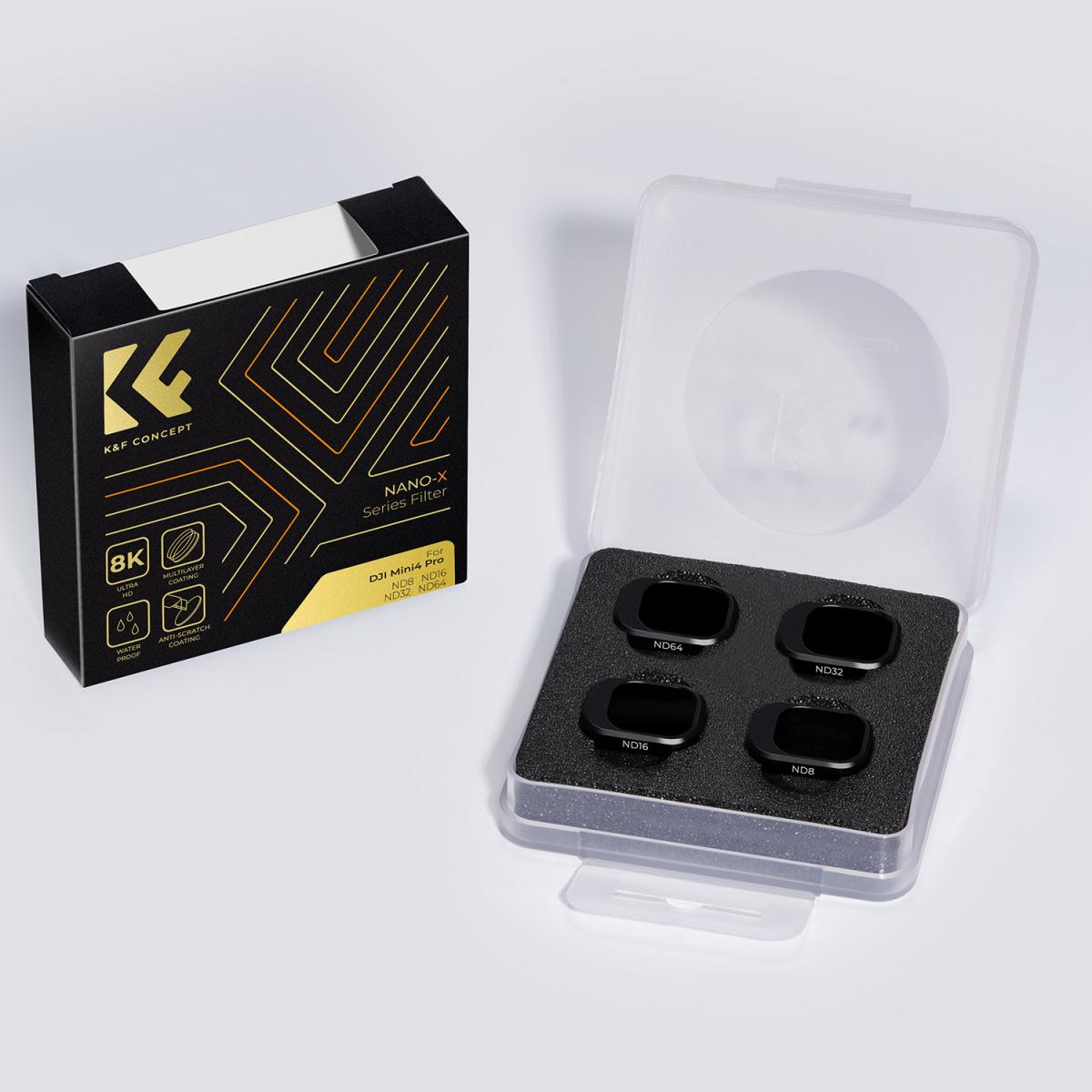 K&F Concept ND フィルターキット DJI Mini 4 Pro 4 パック (ND8、ND16、ND32、ND64) 用