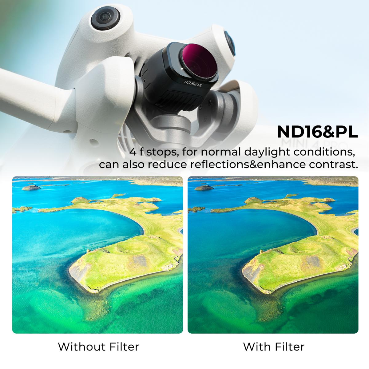 K&F Concept ND & PL 2 in 1 Filter Kit for DJI Mini 4 Pro 3 Pack (ND8 & PL+ND16 & PL+ND32 & PL)