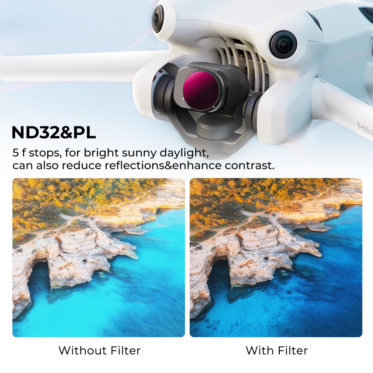 K&F Concept ND & PL 2 in 1 Filter Kit for DJI Mini 4 Pro 3 Pack (ND8 & PL+ND16 & PL+ND32 & PL)