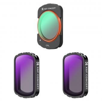 K&F Concept ND & CPL フィルター DJI Osmo Pocket 3 用、磁気 CPL+ND4+ND8 3 パックキット 28 層ナノコーティング HD 光学ガラス