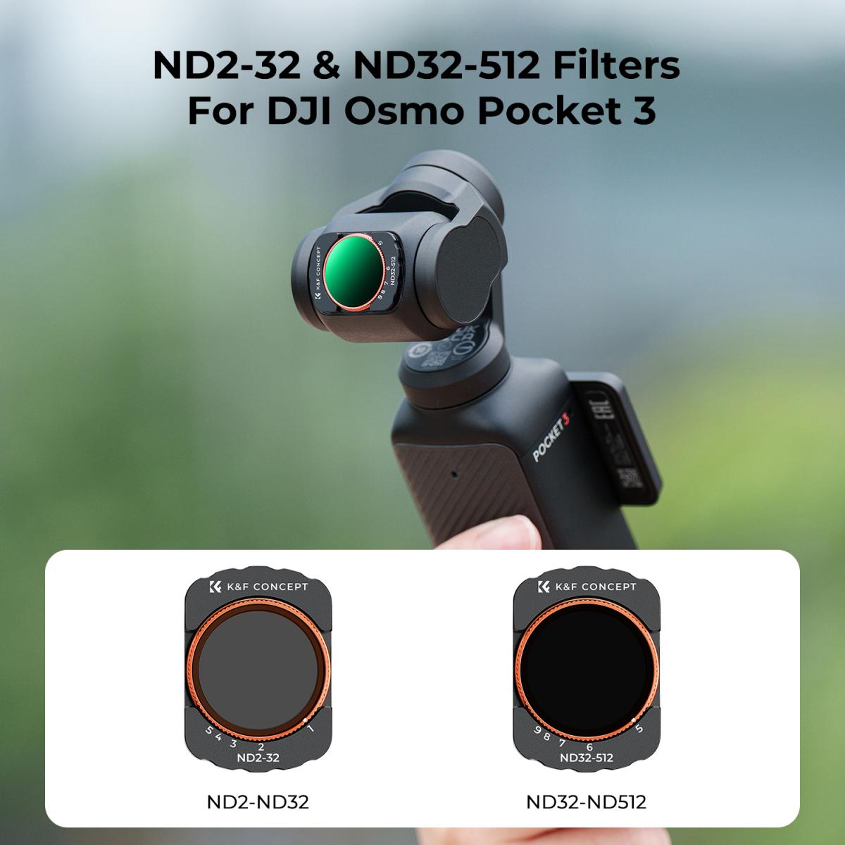 Filtres ND Variables NEEWER Pour DJI Osmo Pocket 3 – ND2-32 & ND64-512 + Protections Écran – Pour Créateurs