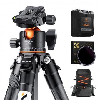Professional-grade Eclipse Set-Include 77mm Solar Filter + KF09.098 Carbon Fiber Tripod + KF13.107 32L Pro Large Camera Backpack + KF28.0024 6700mAh V Mount Battery