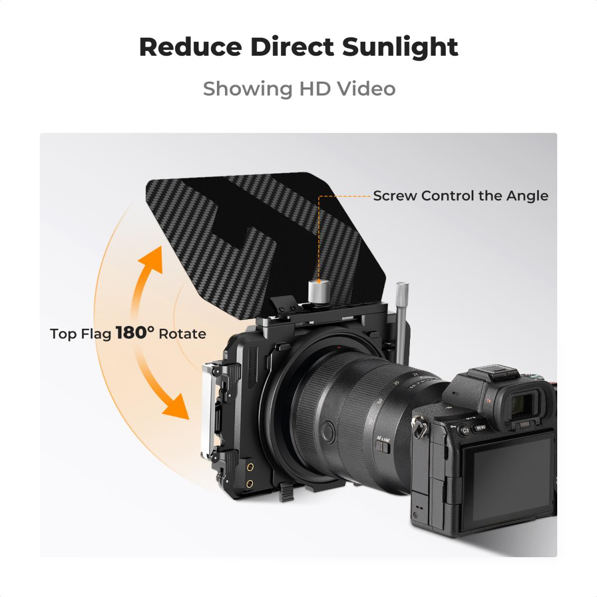 Matte Box Kit Compatible with Two 4x5.65" Square Filters Includes 67/72/77/82/95mm Adapter Rings Nano-Xcel Series