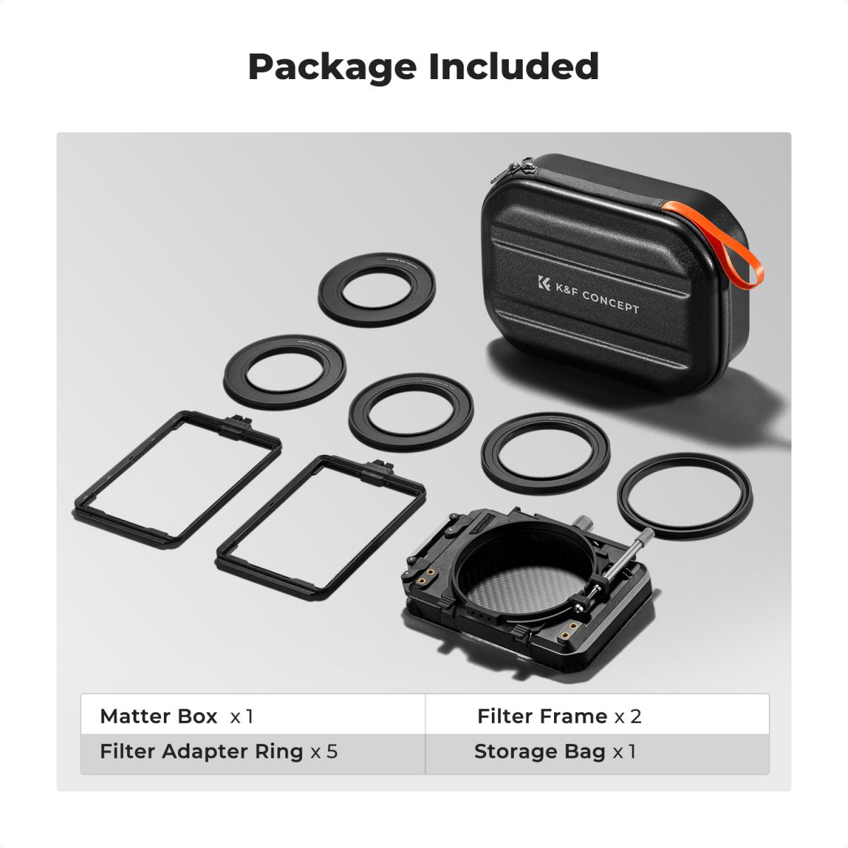 Matte Box Kit Compatible with Two 4x5.65" Square Filters Includes 67/72/77/82/95mm Adapter Rings Nano-Xcel Series