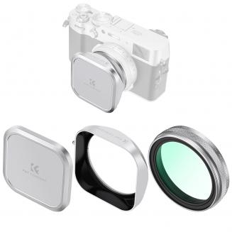 Kit de filtro MCUV para lente Fuji X100 com para-sol e tampas de lente, vidro óptico HD multirrevestido, resistente a arranhões, compatível com Fuji X100, X100F, X100S, X100T, X100V, X100VI