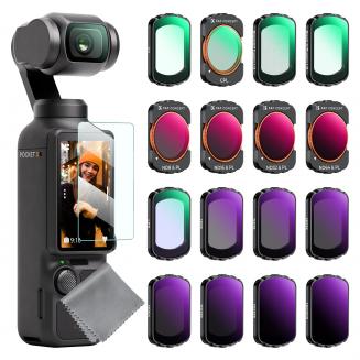 K&F Concept ND, ND&PL, Effect Filter for DJI Osmo Pocket 3, 16 Pack (Black Mist1/4+Black Mist1/8+ UV+CPL+ND32&PL+ND16&PL+ND8&PL+ND64&PL+ ND8+ND16+ND32+ND64+ ND128+ND256+ND1000+ Light Pullution Reduction Filter)