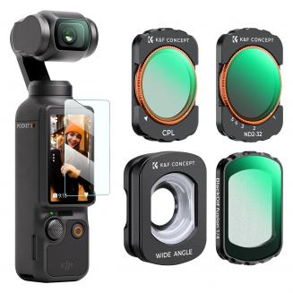 DJI Osmo Pocket 3対応マグネット式広角レンズ＆エフェクト＆ND＆CPLフィルターセット、4個パック広角レンズCPLブラック拡散1/4 ND2-32フィルター、HD光学ガラス/マルチコーティング