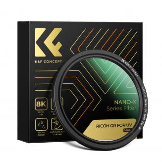 Ricoh Lens Mcuv Filter Set, Lens HD Coating Waterproof and Scratch Proof, With Keychain *1, 3m Adhesive Sticker *2, Fishing Line *1, Vacuum Cleaning Cloth *3 for Ricoh GR Models, Nano-X Series