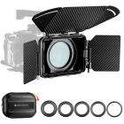 K&F Concept Matte Box Pro con Banderas de Fibra de Carbono, Kit Caja Mate Modular con 2 Marcos para Lentes y Adaptadores 67/72/77/82/95mm, Compatible con Filtros 4x5.65