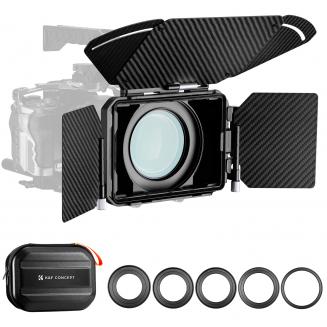 K&F Concept Nano-X Pro Mini Matte Box con bandiera laterale in fibra di carbonio superiore, con vassoi filtro quadrati da 10,2 x 14,6 cm e anelli adattatore per obiettivo 67/72/77/82/95 mm