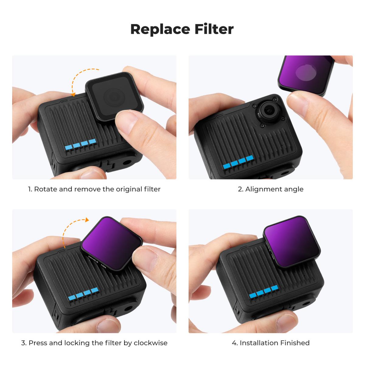 Gopro HERO 4K Action Camera CPL + ND4 + ND8 + ND16 Lens Filter Set - K ...
