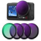 K&F Concept スナップオン式 PL & ND フィルターキット DJI Osmo Action 3/4/5 Pro対応、4個パック プッシュイン式 PL ND8 ND16 ND32 偏光ニュートラルデンシティフィルター、HD 光学ガラス マルチコーティング