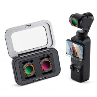 Kit de filtros variables K&F CONCEPT ND2-ND32 y ND32-ND512 compatible con los accesorios DJI Osmo Pocket 3 Creator Combo, filtros de densidad neutra de paso limitado con fijación magnética, accesorios para cámaras de acción
