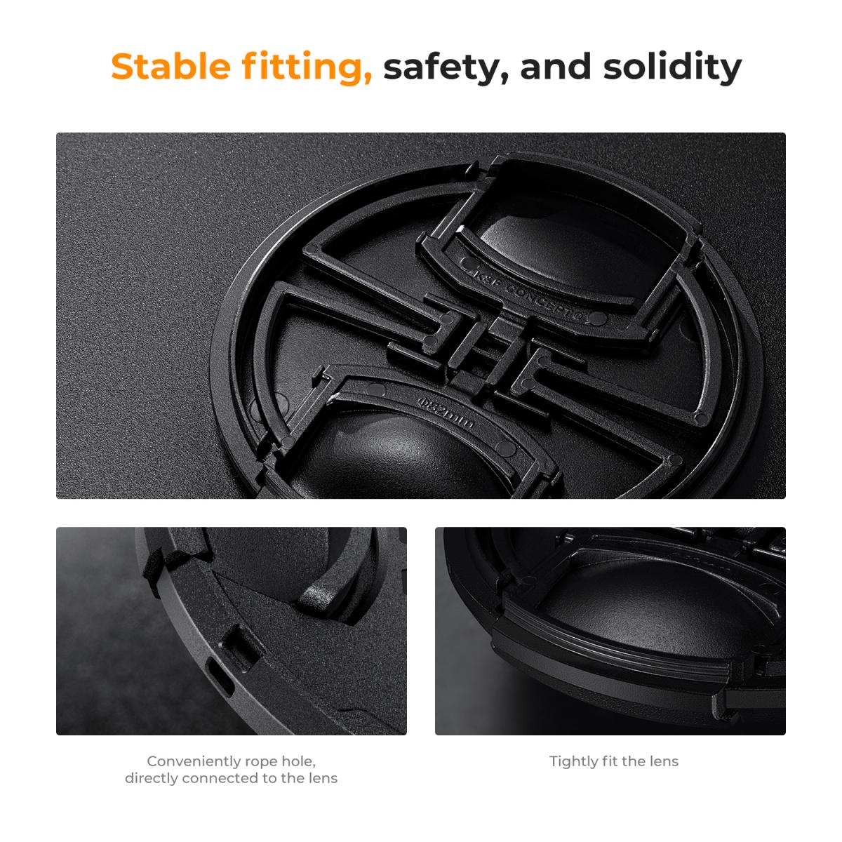 37mm Snap-On Center Pinch Lens Cap 7 in 1 with Anti-Loss Keeper Leash Compatible with Nikon, Canon, Sony, Fujifilm Camera Lenses