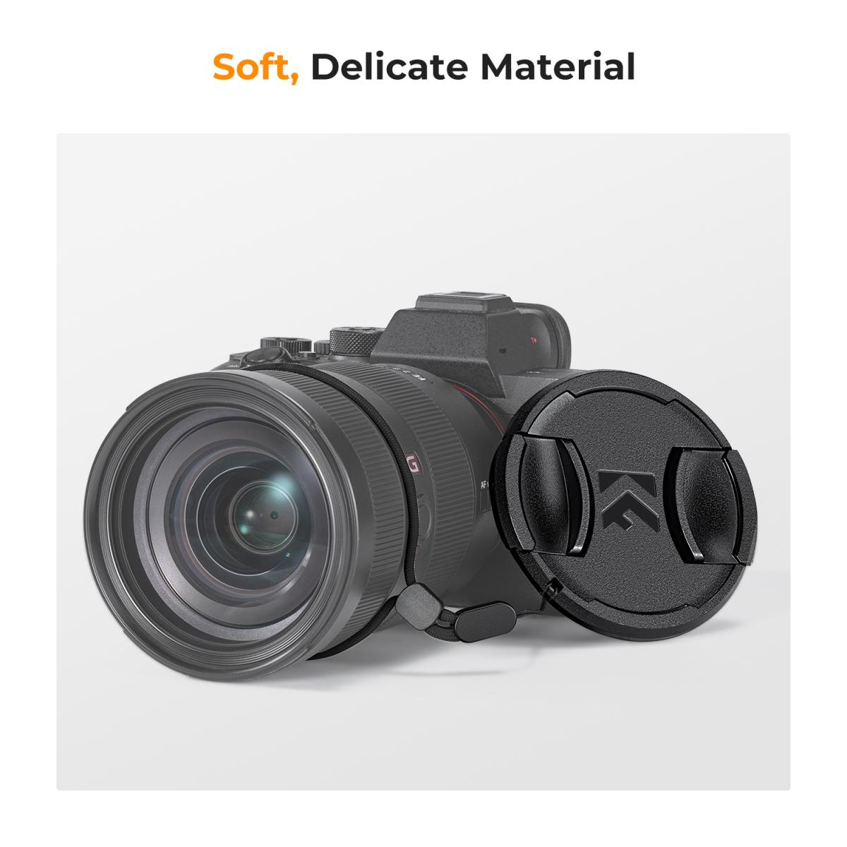 37mm Snap-On Center Pinch Lens Cap 7 in 1 with Anti-Loss Keeper Leash Compatible with Nikon, Canon, Sony, Fujifilm Camera Lenses