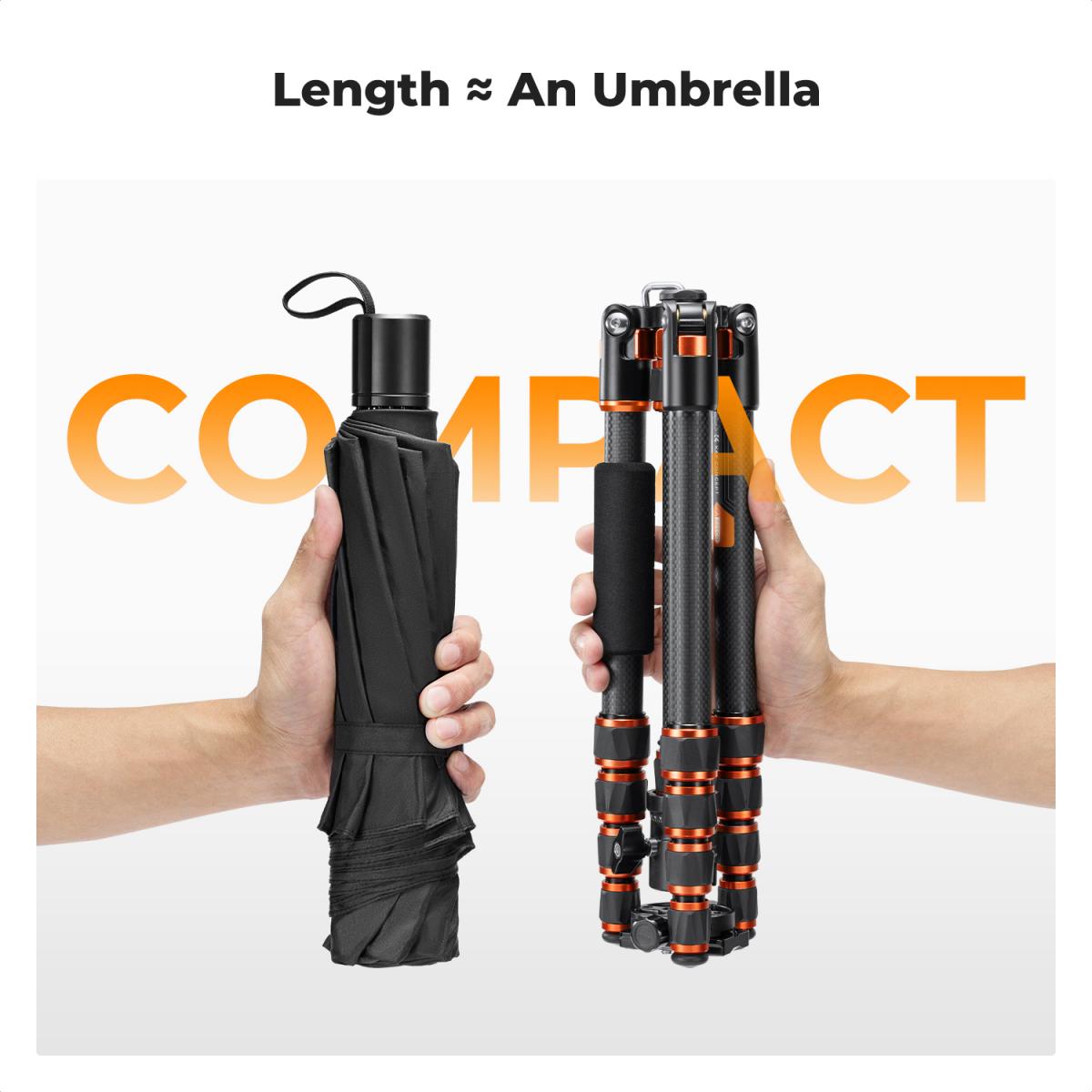 60" Carbon Fiber Camera Tripod,Super Lightweight Compact Travel Tripod with 360° Ball Head,Quick Release Plate,Detachable Monopod 8KG Load Capacity and 6" Magic Arm with Super Clamp Set