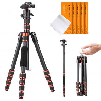 Tripod Kit 60" Carbon Fiber Camera Tripod,Super Lightweight Compact Travel Tripod with 360° Ball Head A225C0+BH-25L and Cleaning Cloth Set