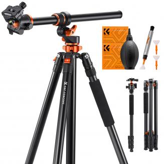 90 inch /2.3m Camera Tripods magnesium aluminum alloy tripods Reversible Detachable Monopod Plate Lock Transverse Center Column horizontal 360 ° panoramic BH-28L head + 6 in 1 Camera Cleaning Kit
