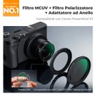 Kit adattatore per filtro CPL True Color da 58 mm e UV per Canon PowerShot V1, protezione per obiettivo in vetro ottico HD multistrato con adesivo 3M, kit di strumenti per la rimozione (filo da pesca e portachiavi) - Serie Nano-Klear