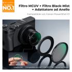 Kit adattatore filtro Black Mist 58mm e UV per Canon PowerShot V1, protezione per obiettivo in vetro ottico HD multistrato con adesivo 3M, kit di strumenti per la rimozione (filo da pesca e portachiavi) - Serie Nano-Klear