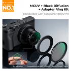 Black Mist 58mm & UV Filter Adapter Ring Kit for Canon PowerShot V1, HD Optical Glass Multi-Coated Lens Protector with 3M Adhesive, Removal Tool Kit (Fishing Line & Keychains) - Nano-Klear Series