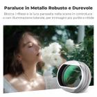 Kit composto da filtro Black Mist 1/4 + paraluce quadrato in metallo + copriobiettivo, compatibile con gli accessori della serie Fujifilm X100, colore argento.